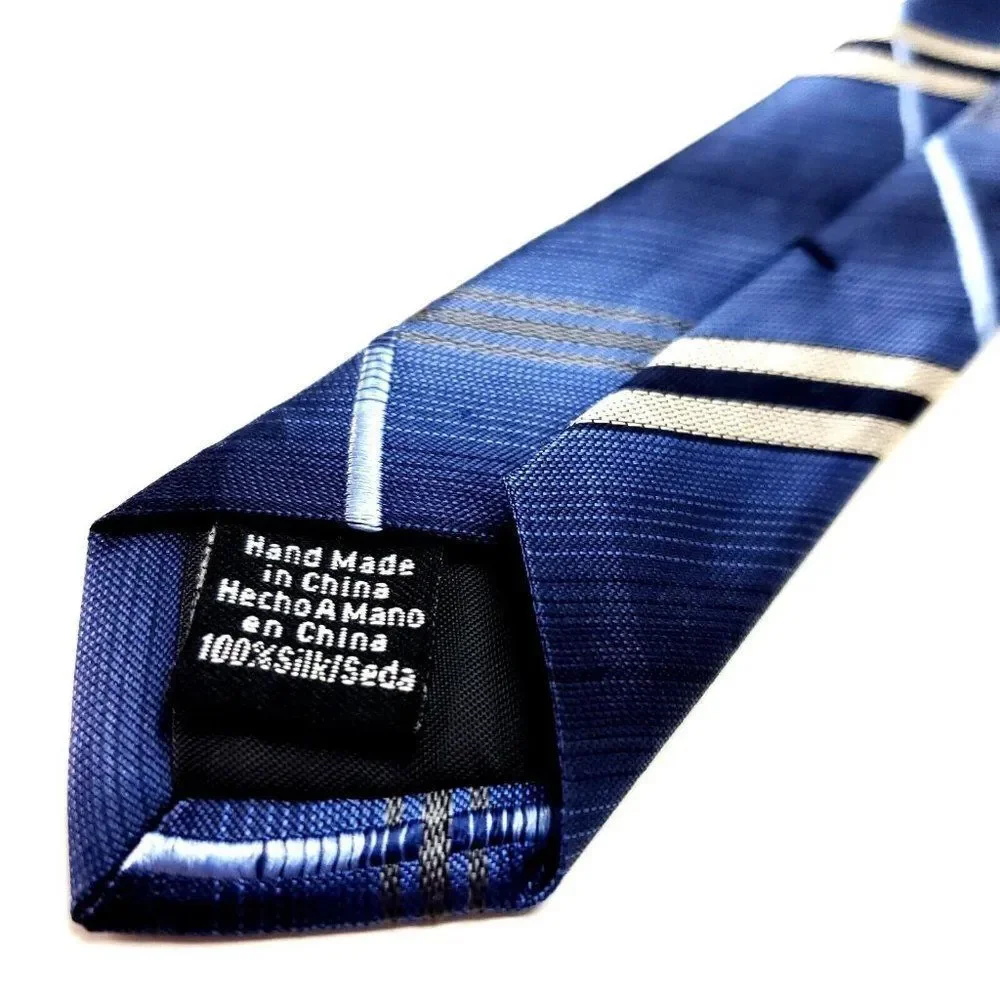 Van Heusen Blue Silk Tie Woven Gingham Plaid Stain Resistant‎